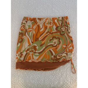Wild Fable Y2K, 70th, psychedelic print, mini skirt, XL